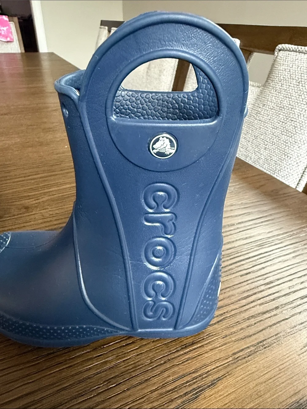 Never worn! CROCS Kids Blue Pull-On Rain Boots with Handles